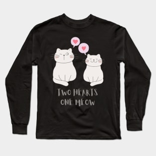 Two Hearts One Meow - Cat Long Sleeve T-Shirt